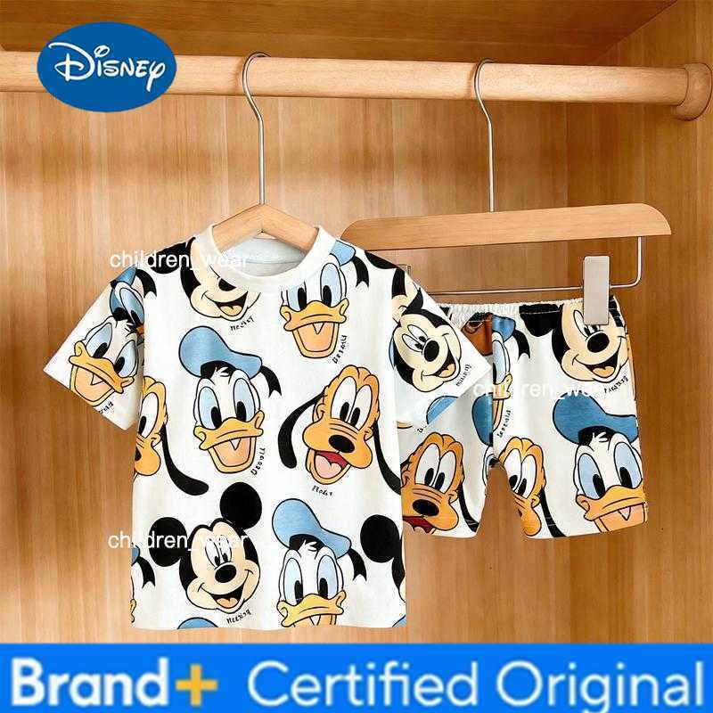 Disney Boys Girls Costume Mickey Mouse TShirtShorts Two Piece Set Summer New Cartoon Tees Loose Shorts Kids Thin Tracksuits H260305