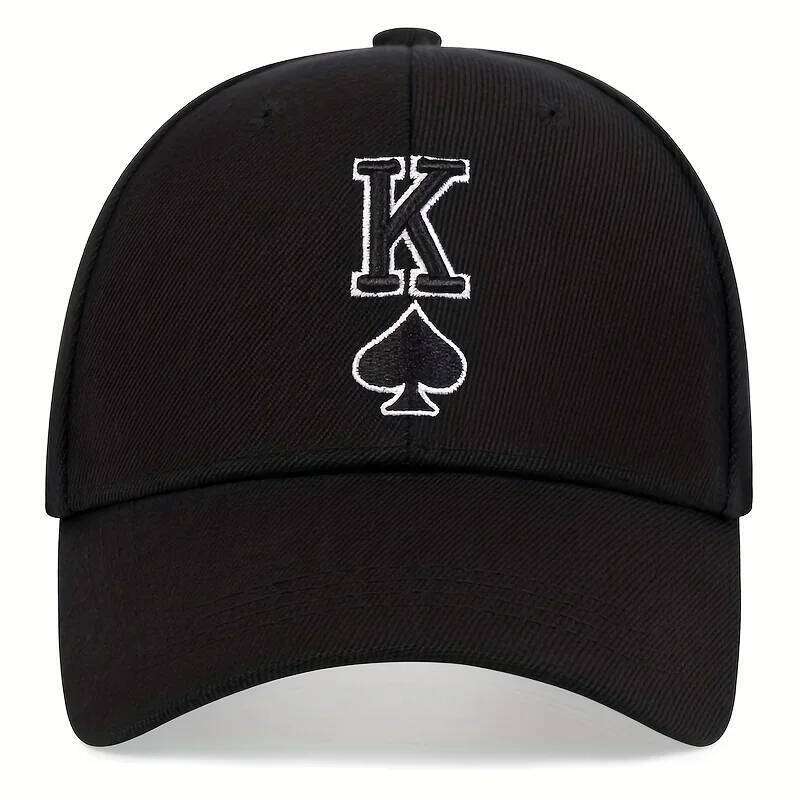 Unisex Spades K Embroidery Baseball Caps Outdoor Adjustable Spring and Autumn Casual Sunscreen Hat Y260304