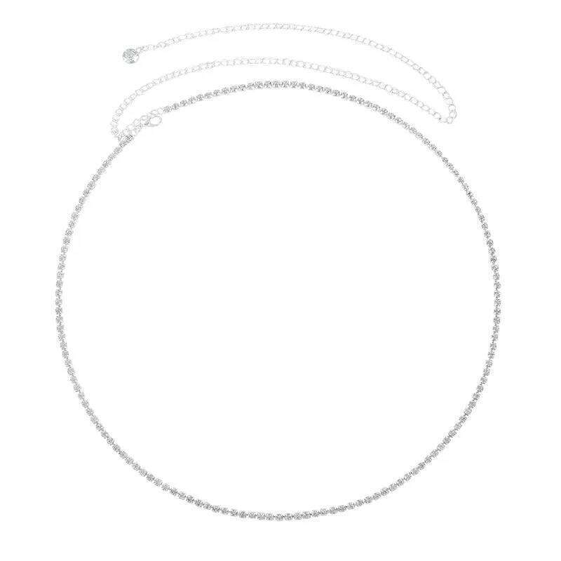 Fashionable Single Layer Minimalist Style Rhinestone Waist Sandy Beach Women's Body Chain Jewelry S260304