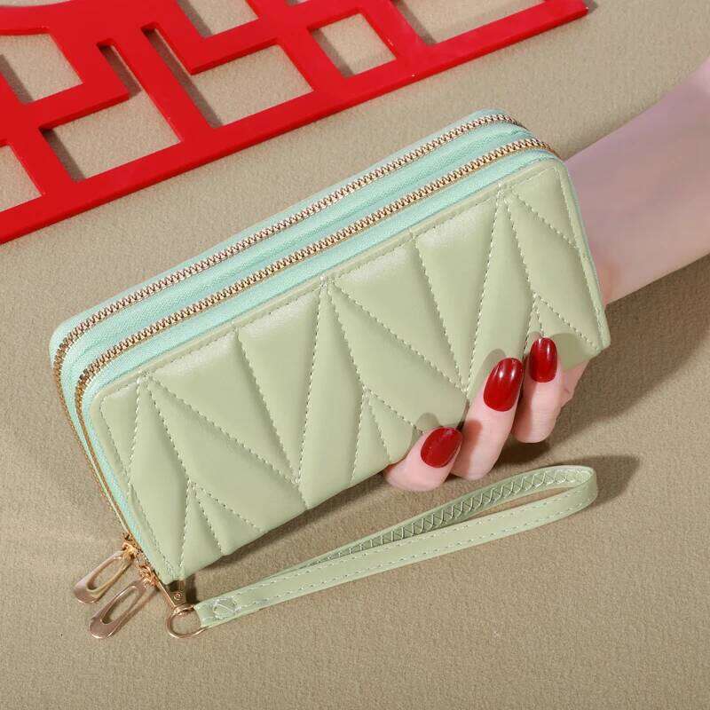 Simple Large-capacity Long Wallet, Solid Color Zipper Coin Purse, Valentine's Day Clutch Bag With Wristband C260304