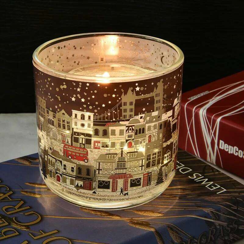 Scented Jar Festive Atmosphere Candles London Street Scene Pattern Heat Sensing Fragrance Candle for Holiday parties W260304 W260305