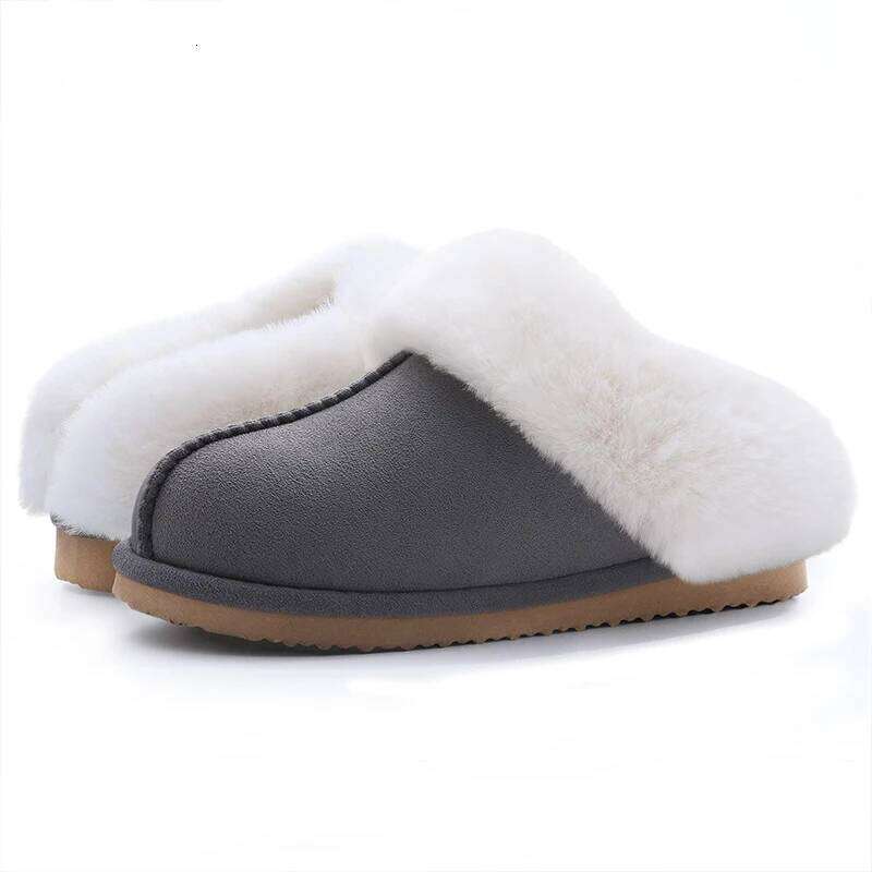 Kidmi Indoor Outdoor Fuzzy House for Women Fluffy Memory Foam Suede Slippers Faux Fur Collar Woman Shoes