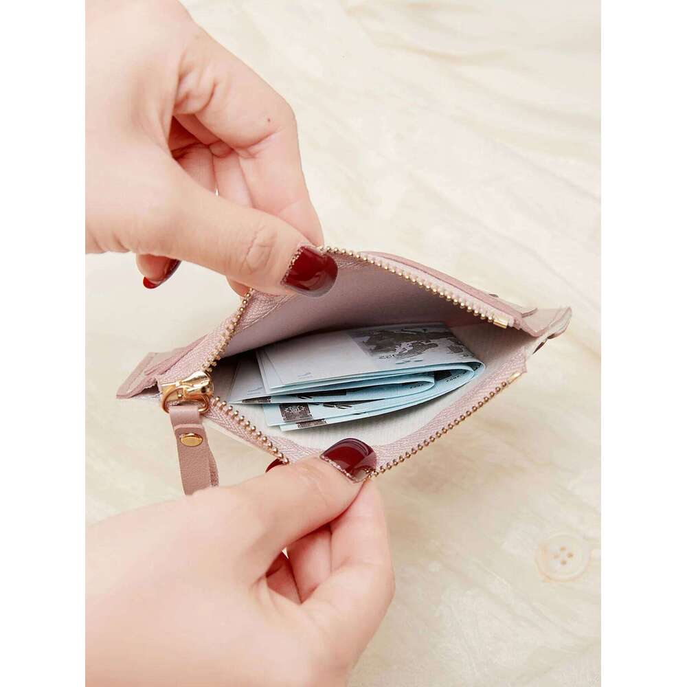 Fashionable ultra-thin women's bag simple mini compact PU leather credit card portable short multi slot zero wallet C260304
