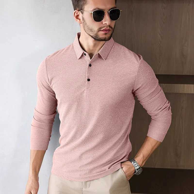 Mens Business Casual Long SLeeved Shirt Solid Color Fashionable Breathable Comfortable Versatile Top M260305