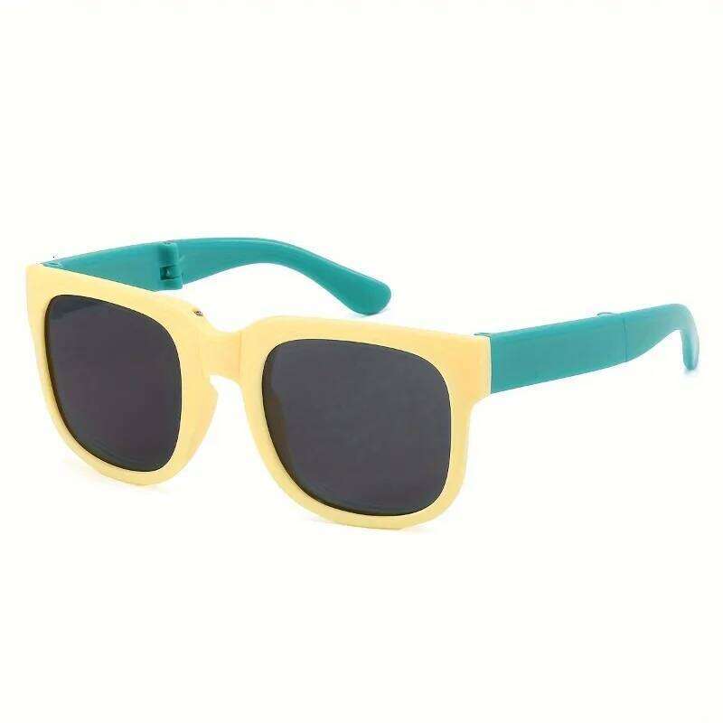 1 Pair Foldable for Boys & Girls Portable Square Frame Travel Playful Design|Durable Lenses Outdoor Glasses Z260305