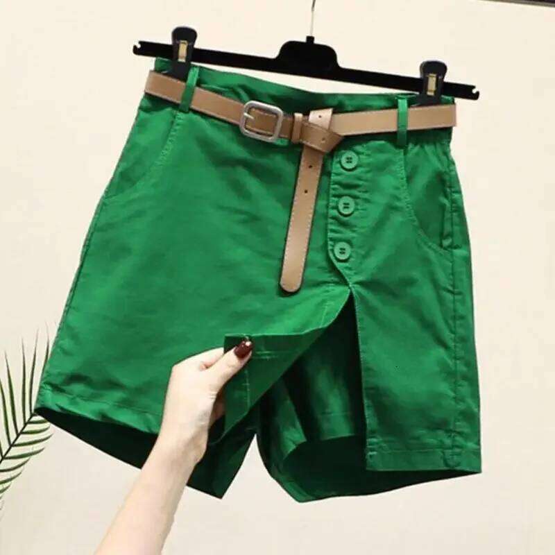 Women Summer High Waist Skirt Shorts with Side Split Pockets Above Knee Length for Female XJ260305