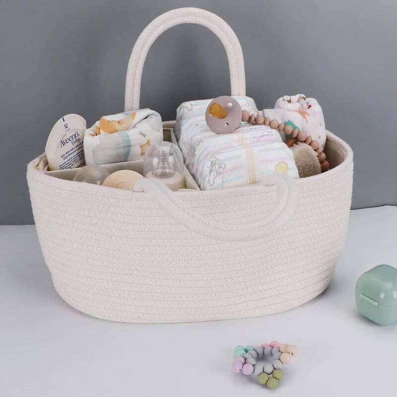 Mommy Cotton Rope Diaper Bag Travel Portable Handbag Multifunctional Baby Products Organizer Basket Z260304