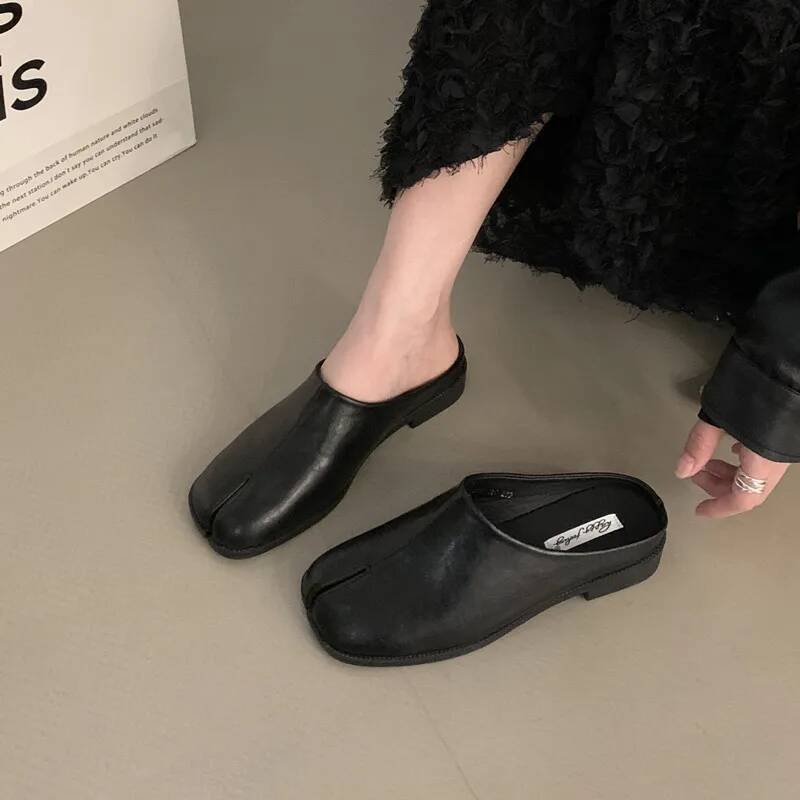 Bailamos Women Split Slippers Round Toe Shallow Lazy Boat Slingback Mules Shoes Tabi Ninja Slip On Flats Soft Loafers Mujer ddmymonkey