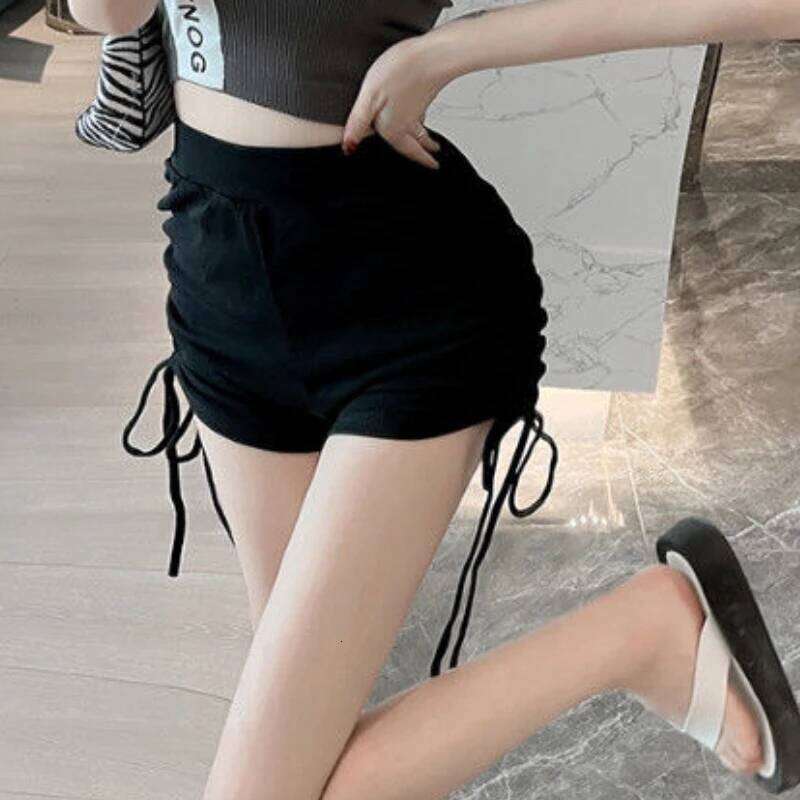 Shorts Women Soft Skinny Folds High Elastic Waist Jogger Young Teens Summer Ulzzang Casual Femme Trousers All-match Solid Simple XJ260305