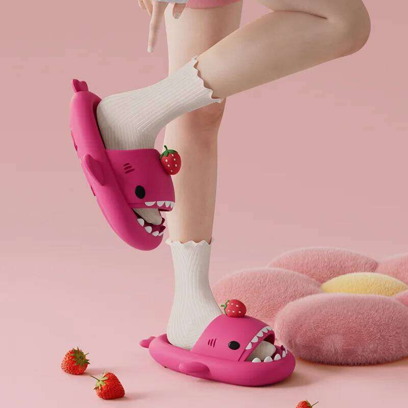 2025 New Shark Slippers Women Men Summer Shoes Cute DIY Strawberry Indoor Street Sandals Girls Boys Beach Shower Slides