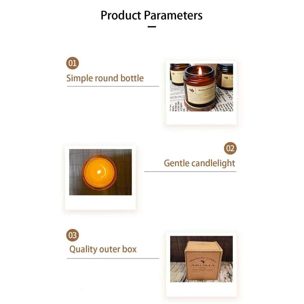 Amber glass cup smokeless candle wedding favour simple creative home use, long-lasting scented ornament gift W260304 W260305