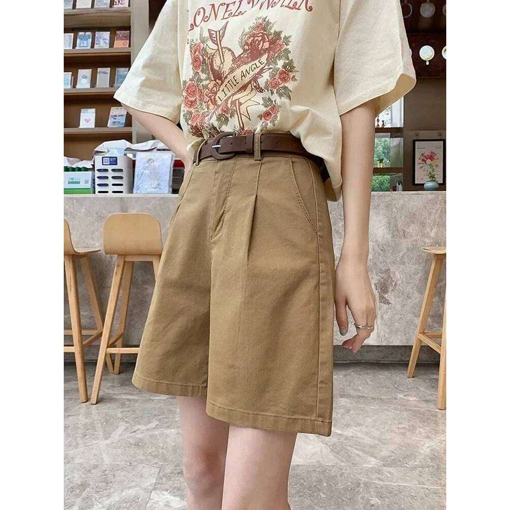 White Wide Leg for Women Summer High Waist Loose Straight Office Ladies Solid Black Women's Bermuda Shorts Casual XJ260305