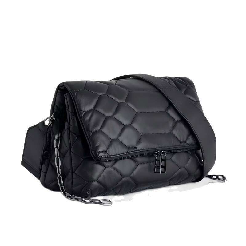 Black Embroidered Double-Layer Women's Shoulder New Fashion Handbag Crossbody Luxurious Design Vintage Envelope Bag