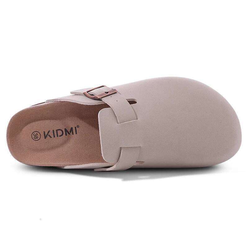Kidmi Fashion Suede Mules Cork Platform Men's Clogs Slippers Outdoor Soft Heeled Sandals With Arch Support