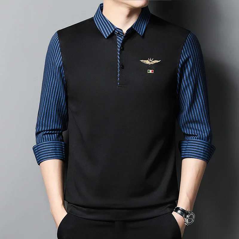 2025 New Mens Casual and Fashionable Long SLeeved Shirt with Contrasting Print Anti Wrinkle Top M260305