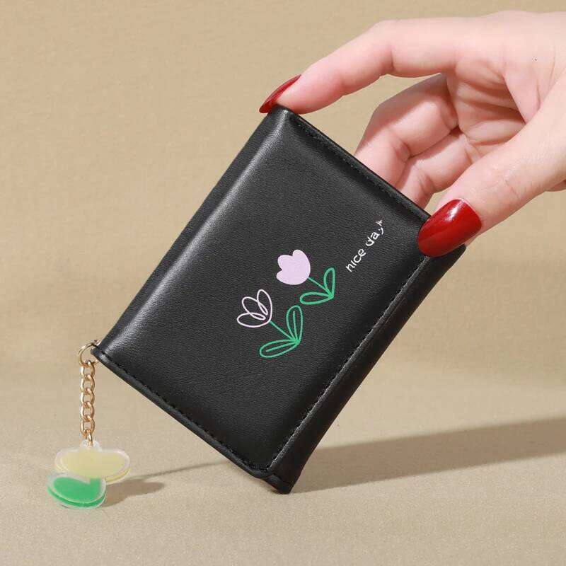 2024 New Women's Flower Short Fold Personalized Student Cute Mini Fashion Handheld Zero Wallet C260304