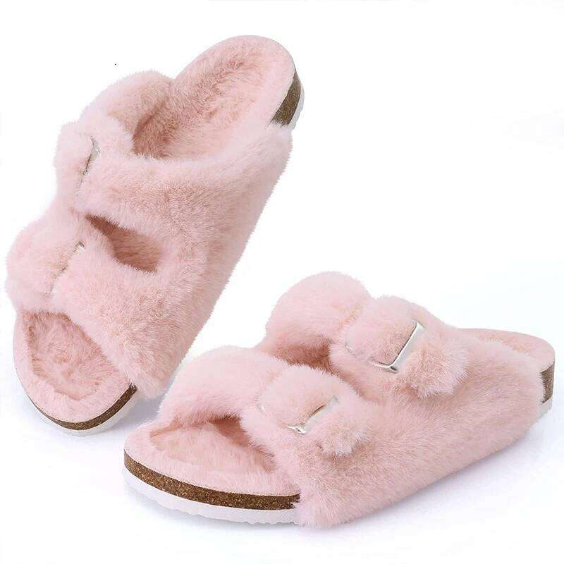 Kidmi Winter New Slippers Leisure Non-slip Outdoor Slides Cork Insole Slip On Cozy for Women's Sandals With Arch Support