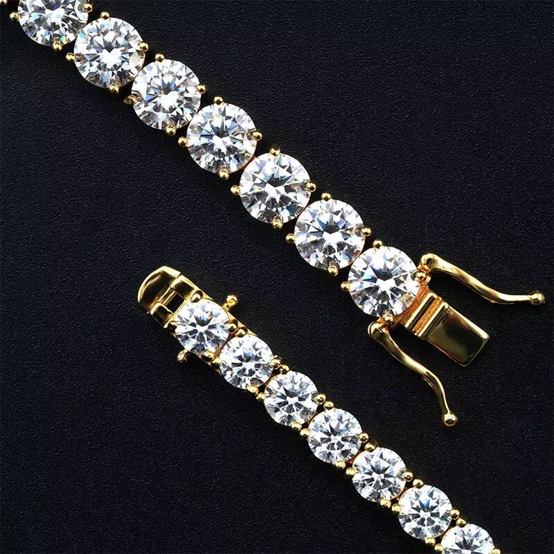 New European American Style 5mm Single Stone Hip Hop Tennis Chain 925 Silver Rose Gold Plated Childrens Anniversary Necklace