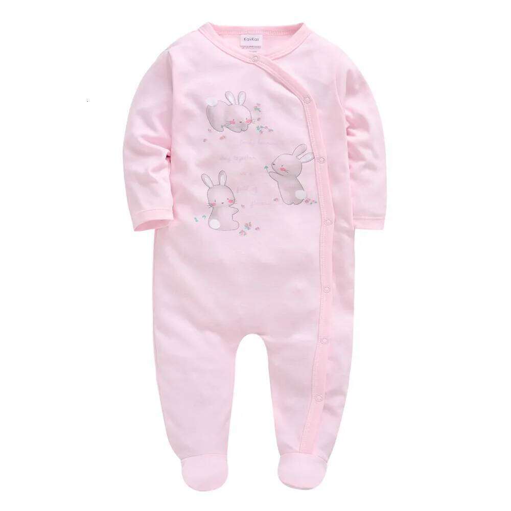 Kavkas Long Sleeve Baby Girls Rompers Cute Rabbit Design Cotton Autumn Clothes 0-12 Months Infant Jumpsuit Z260304
