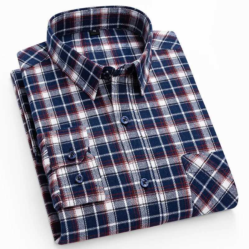 Classic Retro Plaid Flannel Shirt Long Sleeve 100 Cotton Fashion Casual Soft Spring Autumn Winter Standard Pocket Mens Shirt M260305