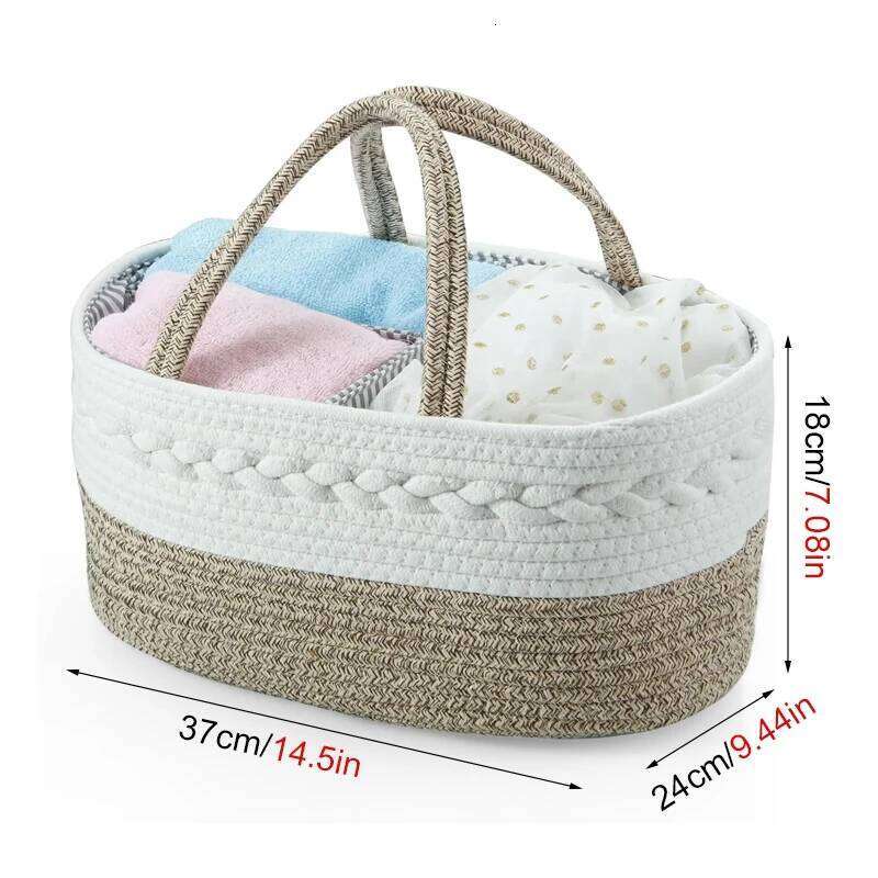 Mommy Cotton Rope Diaper Bag Travel Portable Handbag Multifunctional Baby Products Organizer Basket Z260304