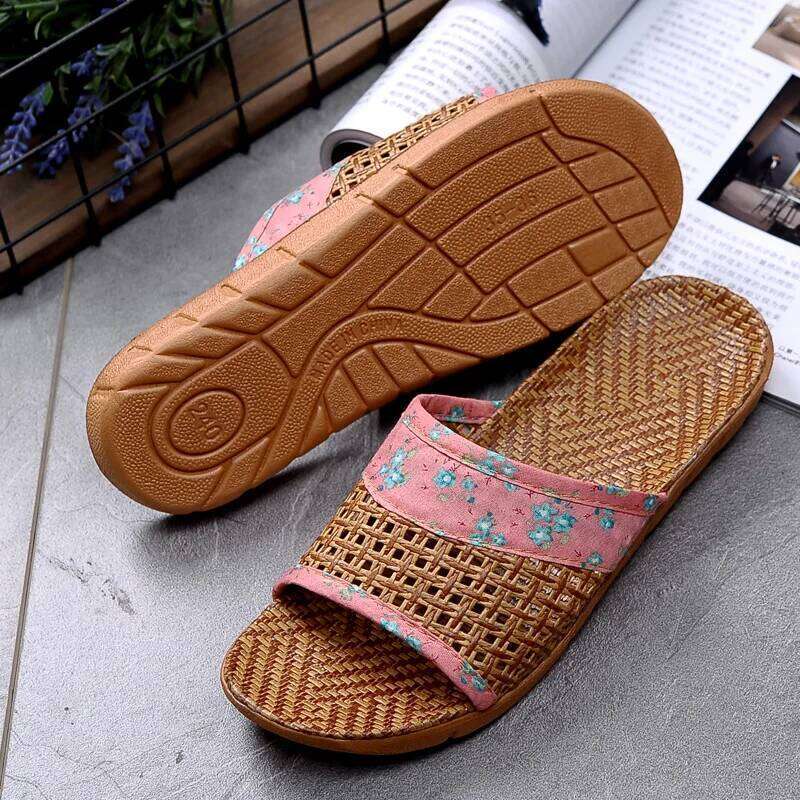 Breathable Straw Mat Shoes Woman Indoor Slippers Anti-slip Lovers Home Linen Slipper Female Male House Floor Slides SH423