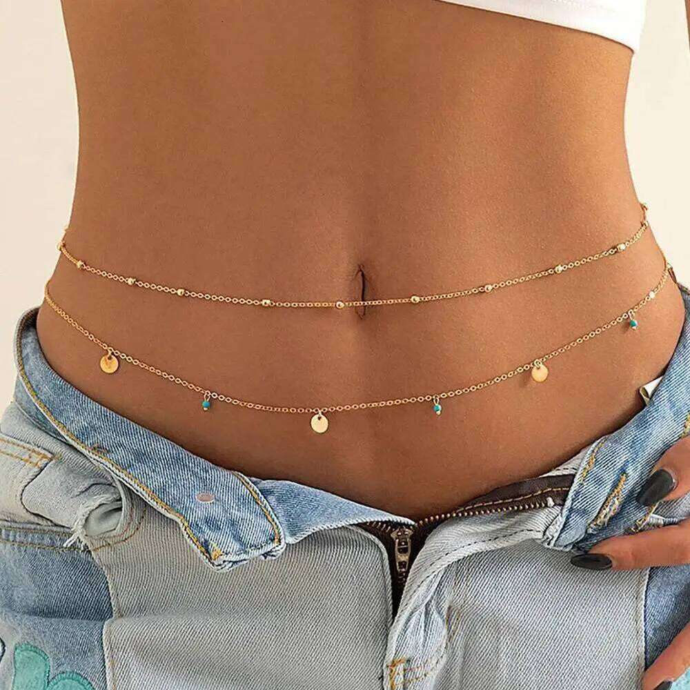 Women's Waist Sexy Double Thin Charming Butterfly Belly Chain Summer Beach Bikini Body Jewelry S260304