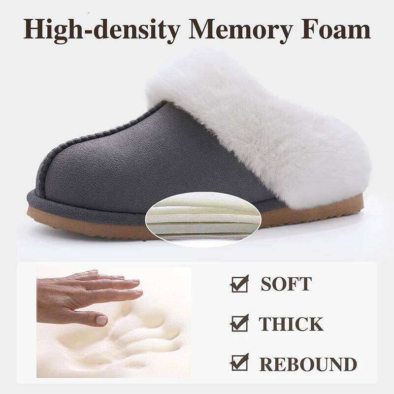 Kidmi Indoor Outdoor Fuzzy House for Women Fluffy Memory Foam Suede Slippers Faux Fur Collar Woman Shoes