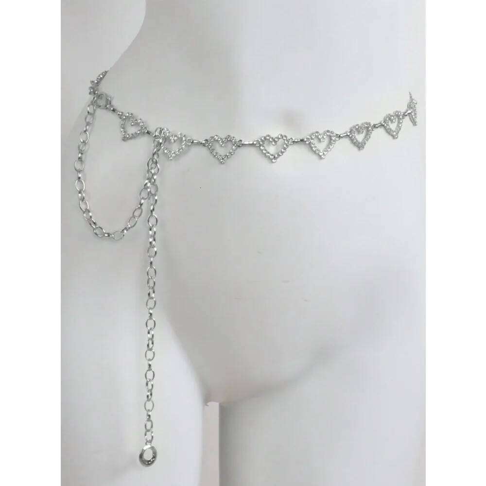 Fashion Rhinestone Heart Waist Chain Women Girls Adjustable Body Belt Belly Jewelry Tassel Design for Dresses Jeans S260304