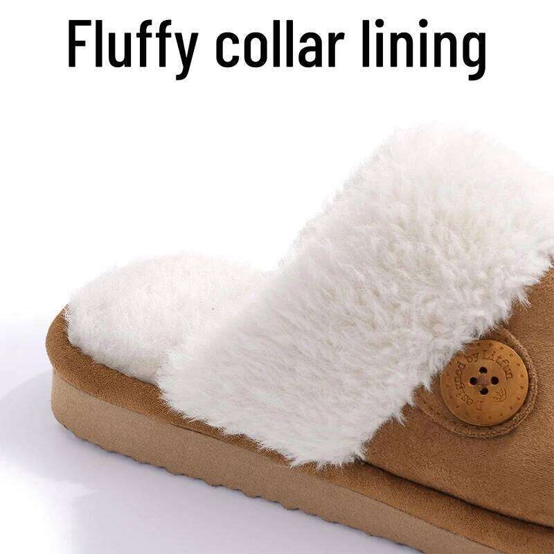 Kidmi Women's Fuzzy Slippers New Button Style Winter Fluffy Memory Foam Home Indoor And Outdoor For Woman Warm Shoes