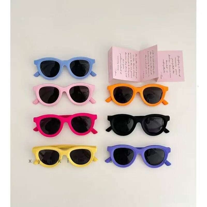 New Cool Colorful Candy colored Sunglasses Children's Oval Shaped Glasses With Small Frames Cute Baby Protection Eyeglasses Z260304