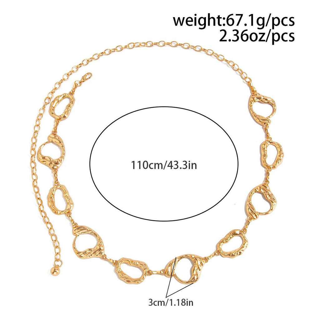 Salircon Punk Hip Hop Hollowout Gold Color Waist Chain Women Irregular Geometry Summer Beach Bikini Belly Belt Y2K Body Jewelry S260304