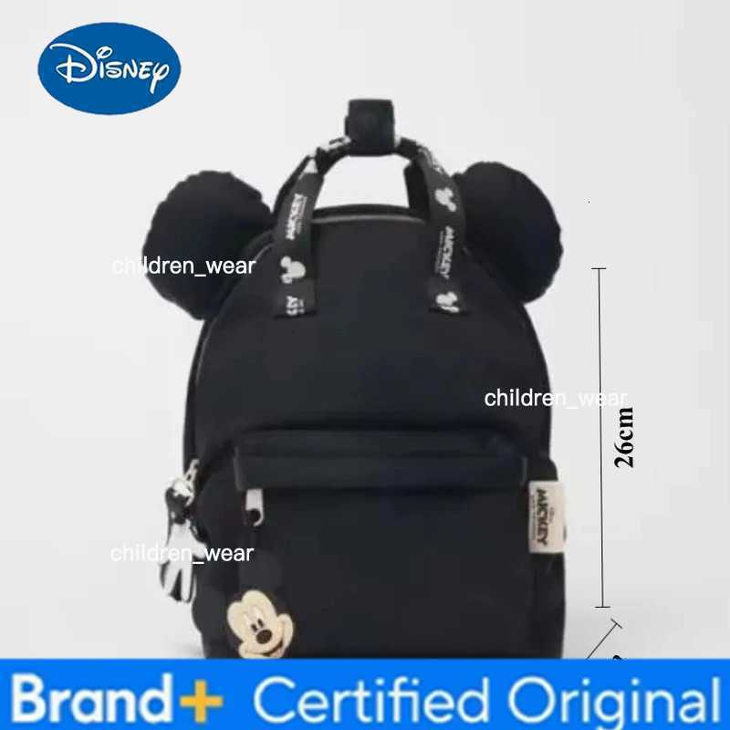 Disney 2026 New Arrival Black Mickey Mouse Ears Backpack for Toddlers Cute Anti-lost Mini Bag for Kids Lightweight Shoulder Bag H260305