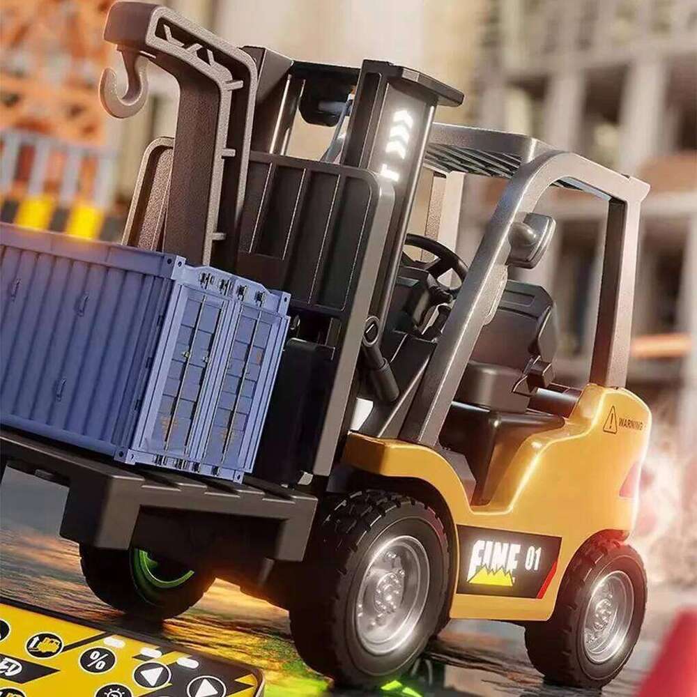 Mini Alloy Forklift 1/64 RC Engineering Vehicle Bluetooth Remote Control Toy With Multiple Brackets Detachable HG4 For Children Z260304