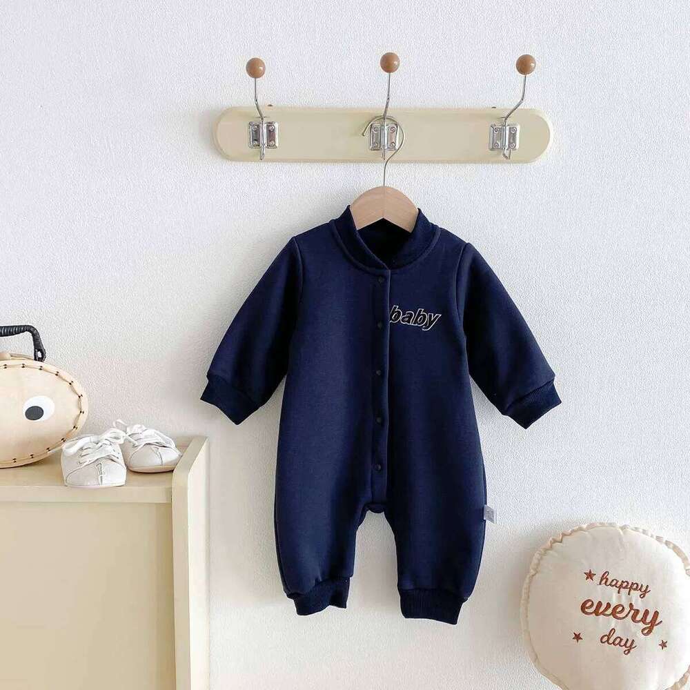 Autumn Jumpsuit, 2025 New Korean Version Children's Clothing, Baby Hoodie with Fleece, Newborn Clothes Z260304