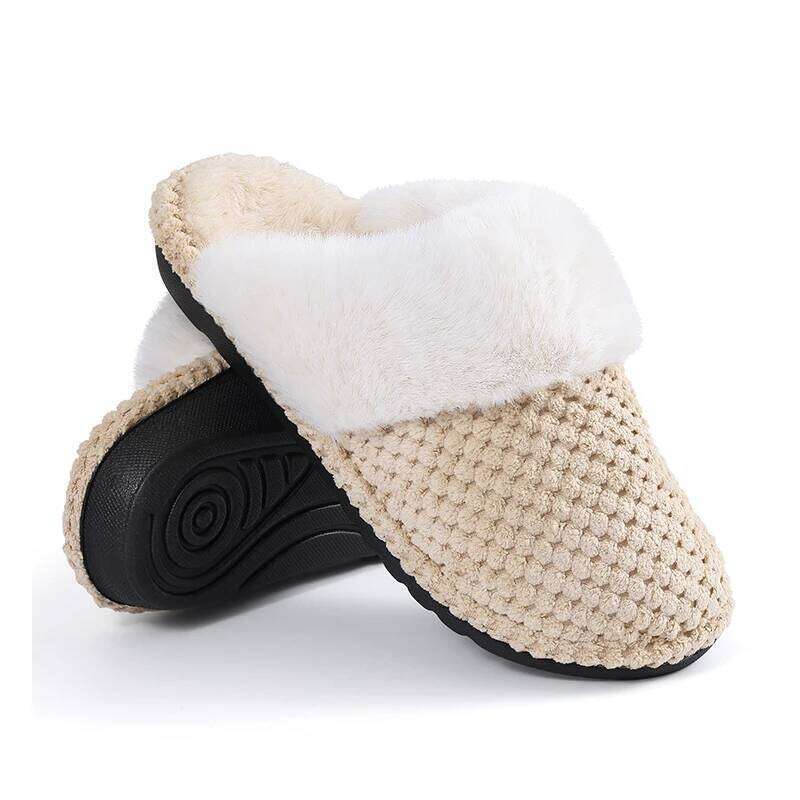Kidmi Winter New Memory Foam Home Cotton Slides Comfy Non-Slip Warm Cozy Plush Lining Women's Slippers