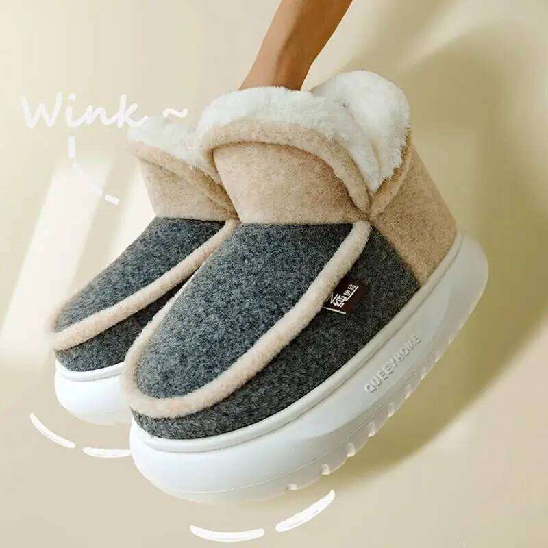 2025 New Winter Cotton Slippers Women Men Home Floor Warm Shoes Soft Plush Thick Sole Couples Indoor Street Snow Boots