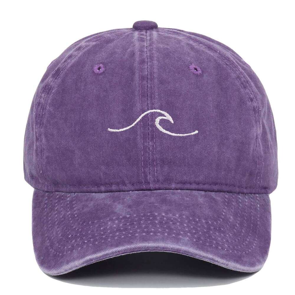 Wave pattern embroidered baseball cap, solid color washed retro men's and women's hip-hop sun hat, travel Y260304