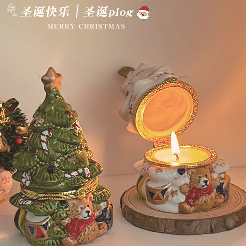 High-End Bear Tree Scented Candle Ornament Indoor Smokeless Soy Wax Best Friend Christmas Gift Souvenir W260305