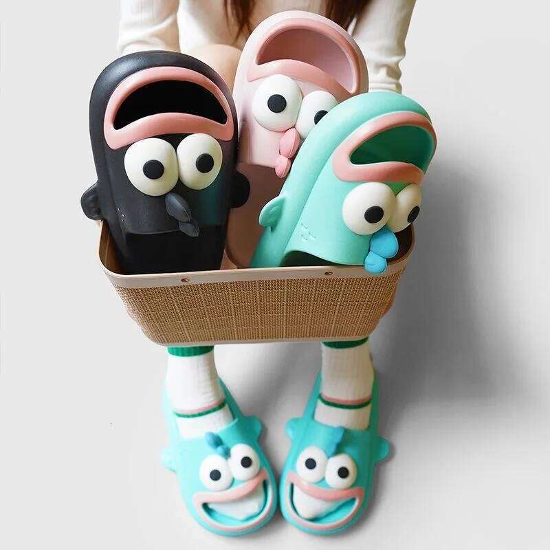Funny Cartoon Indoor Bathroom Slippers For Women Men Summer House Shoes Soft EVA Anti-slip Couples Home Shower Beach Slides