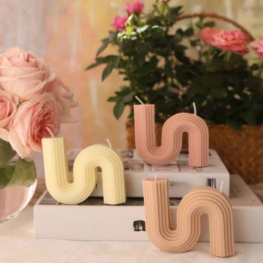 1pc Nordic S Shape Geometric Aromatherapy Soy Wax Candle Handmade for Home Bedroom/Bathroom Decoration/Daily Stress Relief W260304 W260305