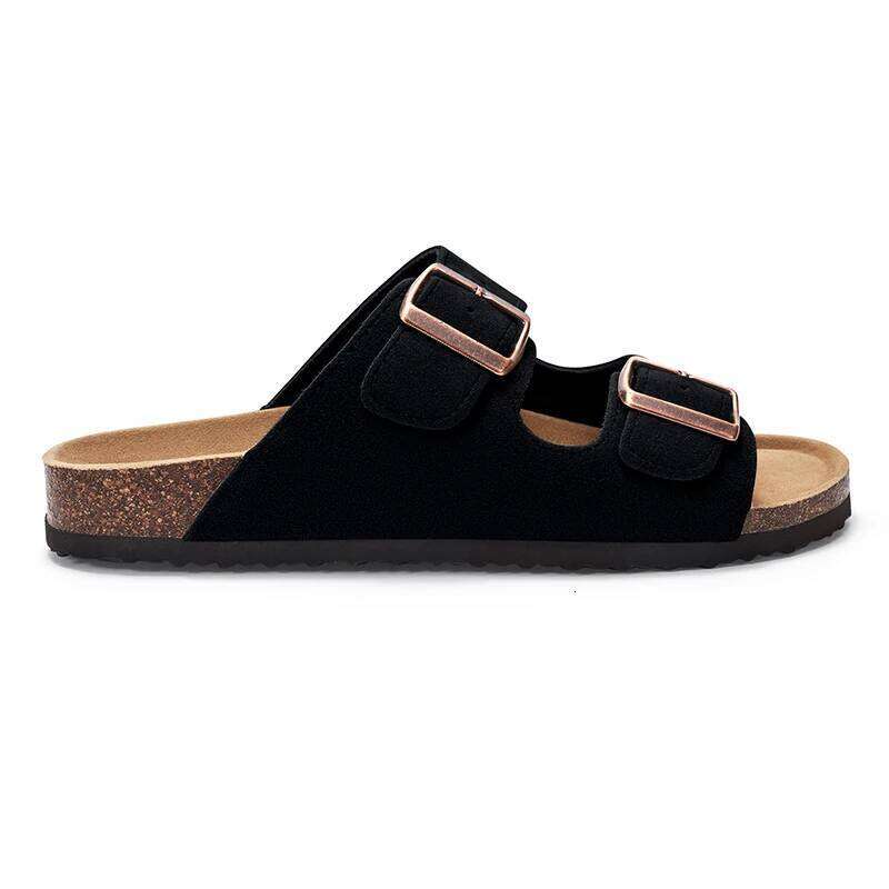 Kidmi Summer Women Cork Footbed Slides Outdoor Casual Flip-flops Vacation Beach Sandals With Adjustable Buckle
