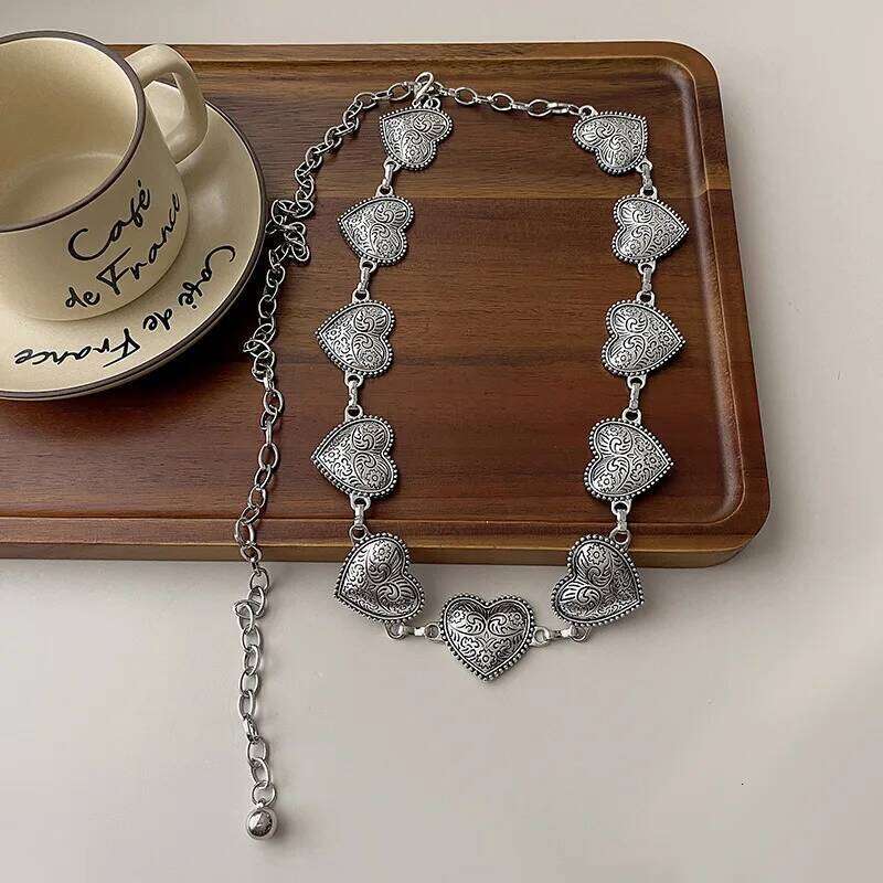 New Korean Y2K Ethnic Style Heart Tassel Waist Exaggerated Single Layer Belt Body Chain Women's Party Fashion Jewelry Gift S260304