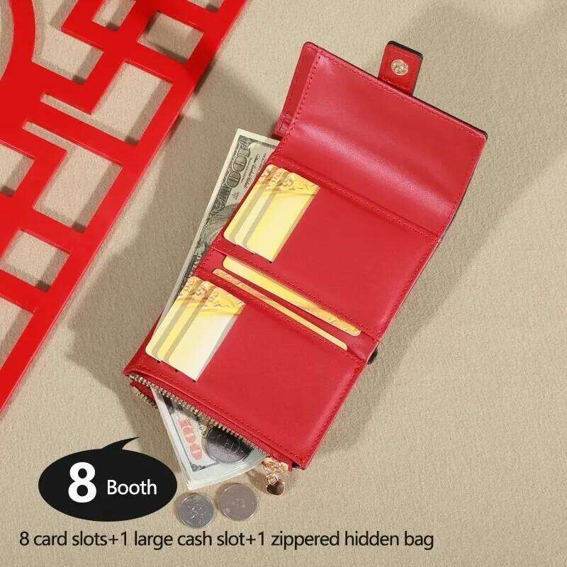 Women's Fashion Metal Accessories Short Zero Large Capacity Multiple Position Card Bag Wallet C260304