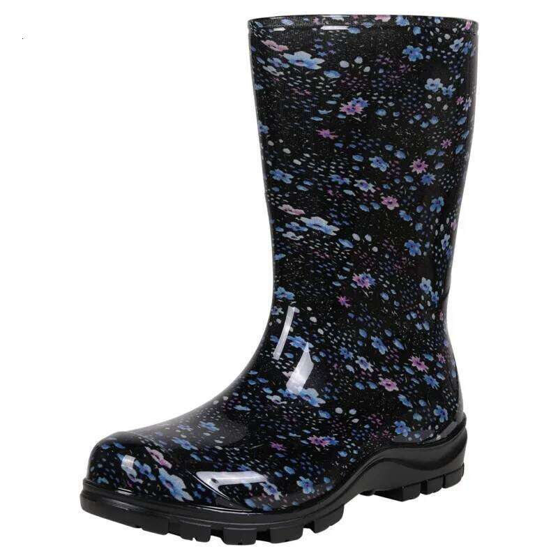 Kidmi Fashion Leisure Rubber For Anti-Slip New Mid Calf Printed Waterproof Shoes Durable Women Rain Boots