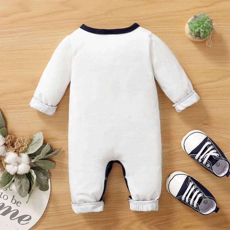 Letter Printed Small gentleman Long sleeved Jumpsuit for Newborns Baby Boy 0-18 Months in Spring and Autumn Z260304