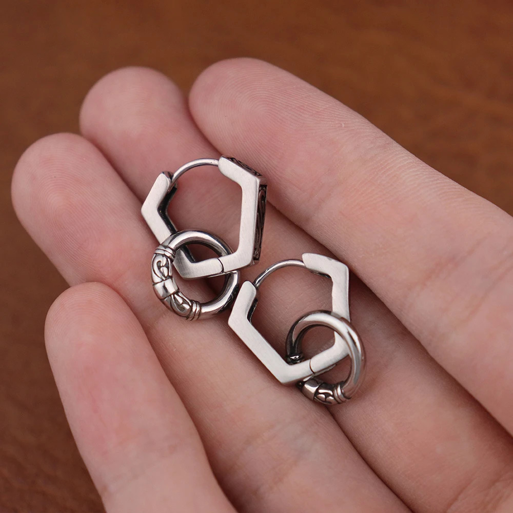 Stainless Steel Viking Drop Earrings Charm Nordic Geometric Norse Jewelry Gift for Men Women Adjustable Punk Unisex Ear Jewelry 260303