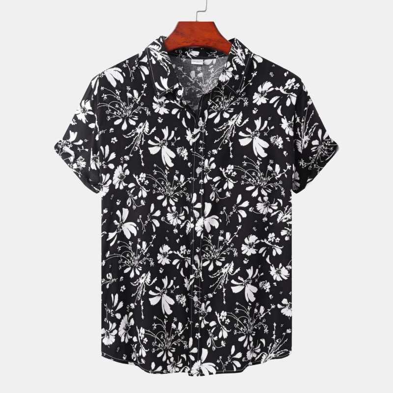 Mens Shirt Short SLeeve Shirts Man Fashion Clothing Blouses Social T-shirts Free Shipping HAWaiian Cotton Oversize M260305