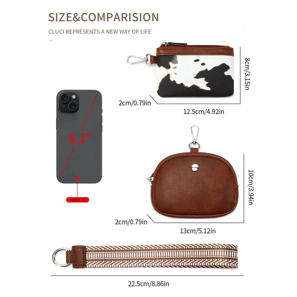 Mini Zipper Wristlet Wallet, Detachable Dual Pocket Purse, Portable Keychain Card Coin Pouch, Fashionable Women's Wallet C260304