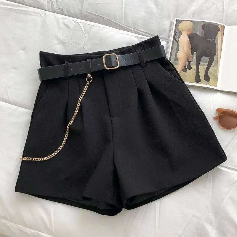 New Casual Comfortable Elegant Wild With Belt Women's Woolen Autumn Winter Slim Wide Leg A-line Shorts XJ260305